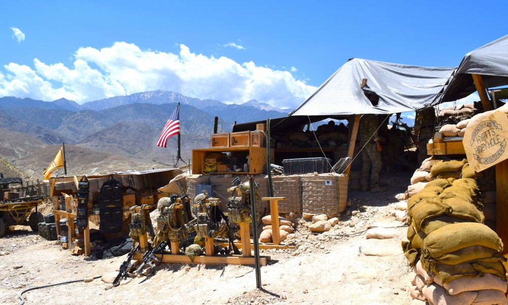 Afghan and U.S. Special Forces keep a watchful eye at Observation Post KRAKKEN overlooking Gurgoray village in eastern Afghanistan. 