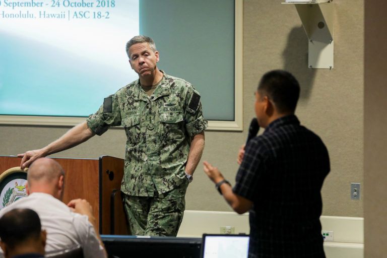 Commander, U. S. Indo-Pacific Command Adm. Phil Davidson speaks to Fellows Oct. 16.