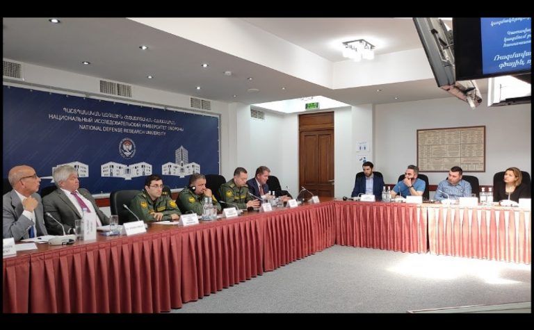 The NESA Center Team (Dr. Gawdat Bahgat, Dr. Roger Kangas, and Professor Richard Wiersema) engaged Armenian military and civilian faculty during the NESA-NDRU Strategy Seminar from 11–14 April 2022.