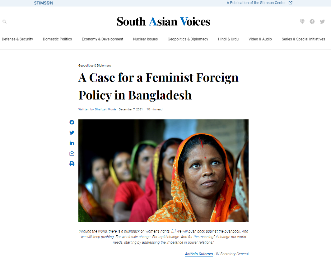 A Case for a Feminist Foreign Policy in Bangladesh